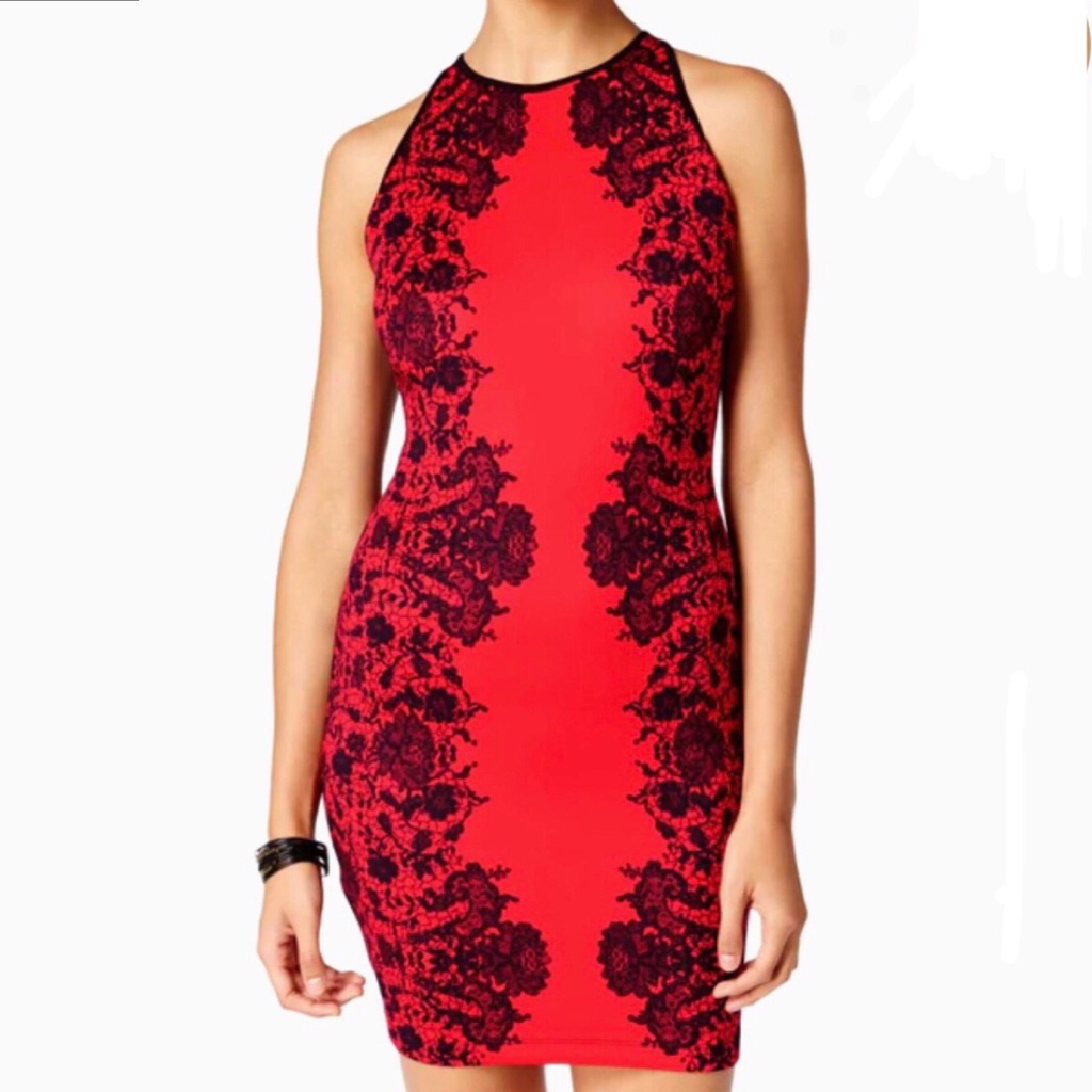 B.Darlin Printed High Neck Bodycon Dress Sz 7/8 Nwt